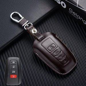Leather Key Fob Cover Case for 2018 Toyota Camry Land Cruiser Prado 2017 CHR Accessories Key Holder Chain326t
