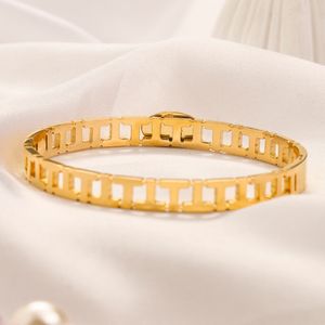 Regali firmati Bracciale rigido Europa Marca Bracciale in oro 18 carati Design classico Bracciale Spring Love Bracciale rigido per gioielli in acciaio inossidabile di lusso