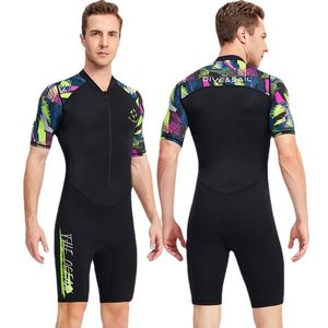 Swim Wear Shorty Mute Uomo 15mm Neoprene 05mm Lycra UPF50 Onepiece Scuba Diving Mute Surf Nuoto Manica corta Zip frontale 230515