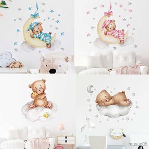 Adesivos para crianças de brinquedos desenho animado ursinho urso lua de lua adesivos para garotas quarto bebê berçário decoração adesiva de parede menino meninas quarto quarto de parede de parede decalques