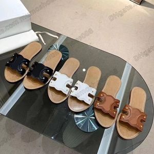 lyxiga sandaler tofflor designer dam TRIOMPHE mules koläder sommar strand slitstarka rutschkanor äkta läder tofflor med låda