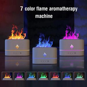 Luftfuktare 7 färger simulering flamma ultraljudsfuktare USB gratis filter eterisk olja diffusor luftfräschare aromaterapi diffusor