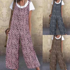 Women's Jumpsuits & Rompers Celmia Summer Leopard Printed Women Vintage Straps Sleeveless Long Overalls Casual Loose Playsuits Femininas1