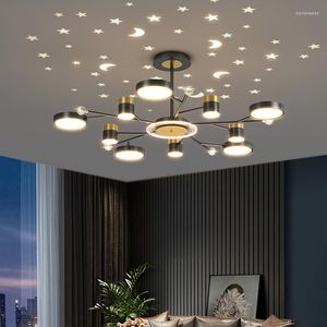 Lâmpadas de lâmpadas pendentes Luzes LED LEDROL Sala de jantar Solte lâmpada projeção celestial Arte romântica quente Deco