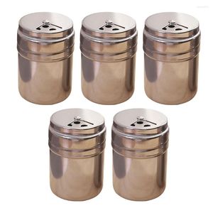 Dinnerware Sets 5 Pcs Salt Pepper Dispenser Coffee Hand Grinder Crusher Seasoning Storage Jar Mill Stainless Steel