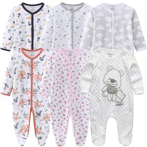 Artırıcılar 0-12 aylıklar bebek atıcılar doğumlu kızlar erkek erkekler%100 pamuklu kıyafetler uzun sheeve 1/2/3 kişi bebek giyim pijama tulum 230516