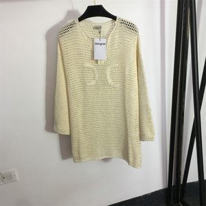 Womens hallow out knits long sweaters fashion sheer sexy jumper crochet tees women jumper pullover designer clothes long sleeves scoop neck loose sweater