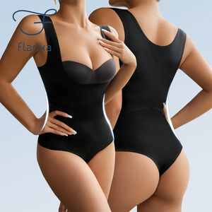 Waist Tummy Shaper Flarixa Seamless Women Slimming Hip Shapewear Bodysuit Corset Body Shaper Open Crotch Tummy Butt Lifter With Waist Train Panties 230516