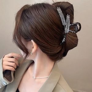 S3655メタルラインストーン小麦ヘアピン女性ヘアクリップボビーピンレディーガールバレットバックヘッドサメクリップ大型グリップヘアアクセサリー