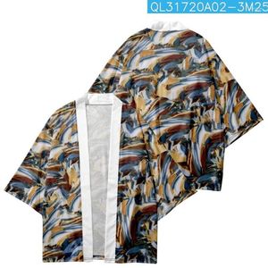 Etniska kläder streetwear cardigan kvinnor män obi yukata haori japansk trycktrock traditionell kimono