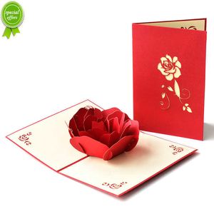 1PCS 3D Rose Greeting Card Walentynki Prezent Prezent Wedding Anniversary Carding Carding Carding