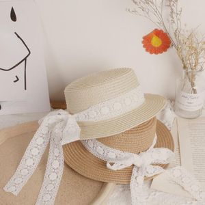 Hats 2023 Summer Słomka dla dzieci księżniczka Słońce Koronki Baby Baby Beach Holiday Bucket Hat