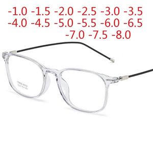 Reading Glasses Square Finished Myopia Glasses Round Women Men Metal Thin Legs Short Sight Spectacles Prescription -0.5 -1.0 -1.5 -2.0 To -9.0 230516