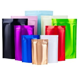 10 colori Heat Seal Package Bags Foglio di alluminio Mylar Tear Notch Colore nero opaco Stand Up Bag Commercio all'ingrosso