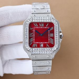 10ADiamond horloge automatisch mechanisch uurwerk heren rode horloges 40 mm waterdichte armband saffier zakelijk polshorloge roestvrij staal kerstcadeau