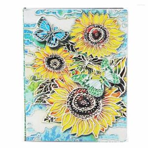 1 Stück buntes Notizbuch mit Sonnenblumen-Prägung für Schule, Schreibwaren, Bürobedarf