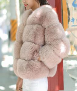 Uppin Importado de alta qualidade Pink Peur Coat Women Winter Winter Warm Faux Furry Girls Coats Round Collar Womens Fake Fur Jacket44433776