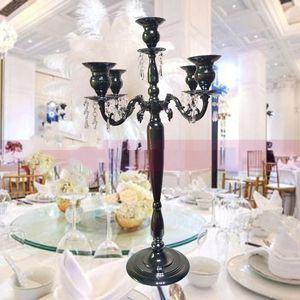 Metal 5 Arms Black Candle Holders Candelabra Table Centerpieces For Wedding Imake968