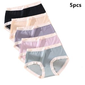 Damenhöschen 5 Stück Damenhöschen Sommer-Eisseide-Unterwäsche Damen sexy atmungsaktive Jacquard japanische spurlose bequeme Damenunterwäsche 230516