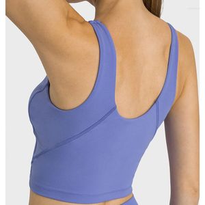 Yoga Outfit With Logo U Shape Backless Sports Bra For Women Padded Shockproof Ladies Fitness Vest Gym Crop Top Workout Push Up Underwear