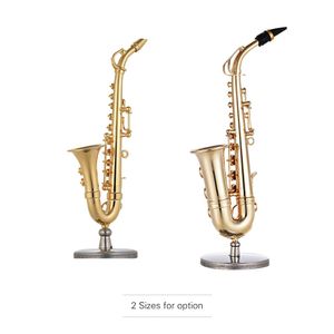 Saxophone Mini Brass Alto Saxophone Sax Model Exquisite Desktop Musical Instrument Decoration Ornaments Musical Gift with Delicate Box