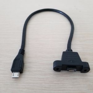 나사 잠금 패널 마운트 마이크로 USB 2.0 유형 B 수컷에서 암/f 확장 데이터 동기화 전원 충전 케이블 30cm + 나사 차폐