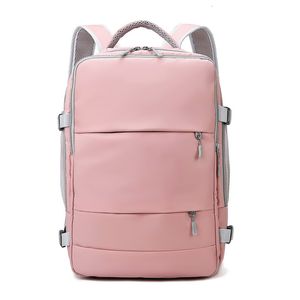 Plecak różowy kobiety podróżują plecak odstraszający wodociągowy Stylowa Casual Daypack Torba z bagażowym paskiem USB Port Port plecak 230516