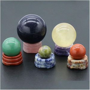 Stone Crystal Ball Base Natural Agate Crafts Round Egg Display Stand Desktop Ornament Home Decorations Holder Drop Delivery DHGARDEN DHBA2