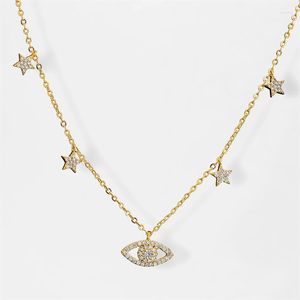 Correntes Colar de zircão cúbico de ouro Bohemian para mulheres encantos de torre de estrela Clavicle Chainers colares de joias festas artesanais