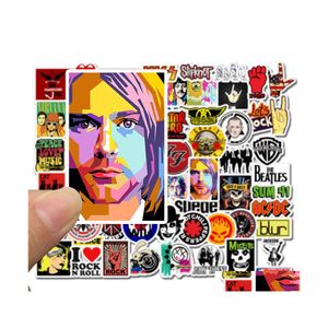 Car Stickers 52 Pcs Rock Roll Band Team For Skateboard Laptop Helmet Pad Bicycle Bike Motorcycle Ps4 Notebook Guitar Pvc Drop Delive Dh0J7