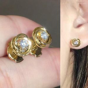 Stud Earrings CAOSHI Delicate Design Women Wedding Accessories With Dazzling Zirconia Gold Color Jewelry Dainty Female Lady Gift