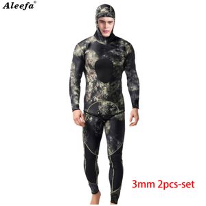 Wetsuits Drysuits Wetsuit 3mm Neoprene Camouflage Men's Diving Suit Split Scuba Spearfishing Surfing Jumpsuit for cold water Swimsuit 230515