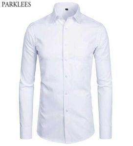 Men039s Camicie eleganti di alta qualità Fashion Slim Fit Manica lunga da uomo Nero Bianco Formale Button Up Chemise Homme 2203215903003