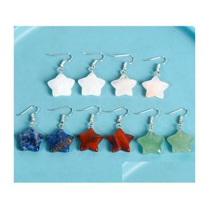 Dangle Chandelier Reiki Healing Star Natural Crystal Stone Earrings Chakra Rose Quarz Opal Tiger Eye Charms Wholesale Wome Dhgarden Dhhxq