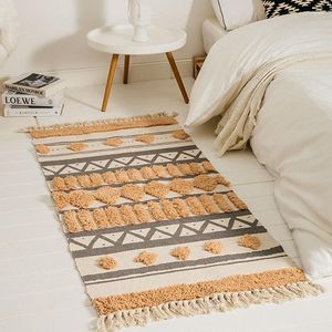 Mattor marocko bomullshandvävd matta tuftade tofsar golvmatta sovrum tapestry dekorativ filt te vardagsrumsområde