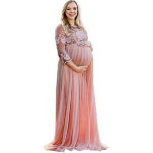 Moderskapsklänningar Floral spetschiffon Maternity Maxi klänningar Bröllopsfestpografi klänningar för gravida kvinnor baby shower graviditet poshoot 230516