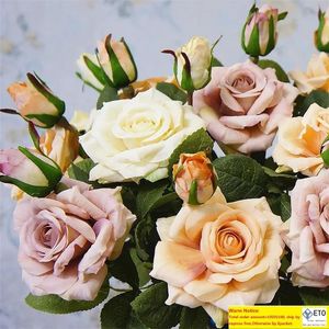 INS High Quality Realistic Daily Home Decoration Hotel Artificial Flower Rose Bouquet Wedding Placement 205 V2