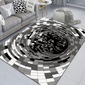 Carpets 3D Black White Vertigo For Living Room Decoration Home Abstract Art Floor Mats Large Area Rugs Anti-skid Entry Door Mat