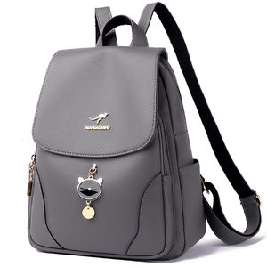 Skórzany plecak plecak Kobiety luksusowe torebki szkolne vintage dla nastoletnich dziewcząt czysty kolor casual mochilas feminas sac a dos femme 230516