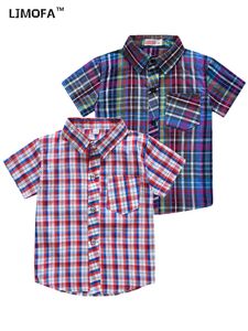 Set di abbigliamento LJMOFA kaus anak musim panas baru untuk laki laki klasik kasual lengan pendek kemeja kotak kotak pakaian 2 9Y D413 230516