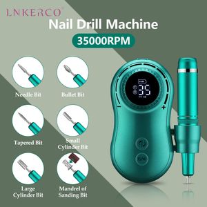 Nail Manicure Set Lnkerco Drill Machine 35000RPM Electric Milling Cutter Retro Green Pedicure File For Gel Polish 230515