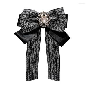 Brooches Fashion Ribbon Bow Brooch Rhinestone Bowknot Collar Necktie Accessories Corsage Pins Shirt Tie For Women Jewelry