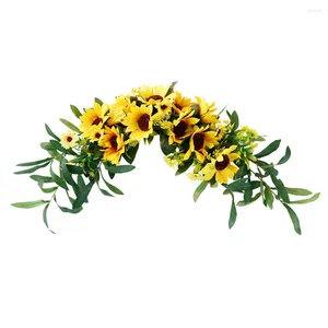 Dekorativa blommor Solros Dörrkrans Floral Garland Hängande Bröllopsdekorationer Artificial Flower Arch Decoration Outdoor Spring Rustic