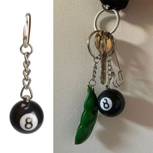 1 Pc Fashion Creative Billiard Keychain Small Lucky Number 8 Table Ball Key Ring 25mm Resin Ball Jewelry Gift for Men Women