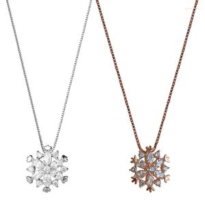 Chains H9ED Snowflake Pendant Necklace Clavicle Chain Dainty Charm With For Rhinestone Adjustable Jewelry Gifts Women