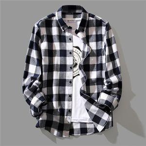 Men's Casual Shirts Men's Black And White Plaid Shirt Korean Fashion Spring Autumn Long Sleeve Stand-Up Collar Shirts For Men Clothing 230516