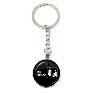 Klasik Ofis Tv Şov Koleksiyonu Keychain Gümüş Kaplama El Yapımı Sanat Fotoğraf Cam Dome Metal Anahtar Zincir Ring Takı