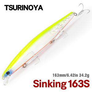 Yemler tsurinoya 163s ultra uzun döküm batan tuzlu su minnow stinger 163mm 34.2g deniz balıkçılığı cazibesi yapay büyük sert yemler 230516