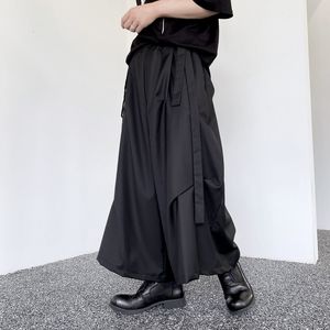 Мужские брюки 2023 Летний корейский стиль уникальный дизайн ленточной плиты Culotte.