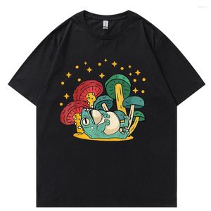 Camisetas masculinas cotagecore cogumelos estéticos academia escura sapo homens tshirts hip hop suor de suor de verão tops roupas de algodão de algodão